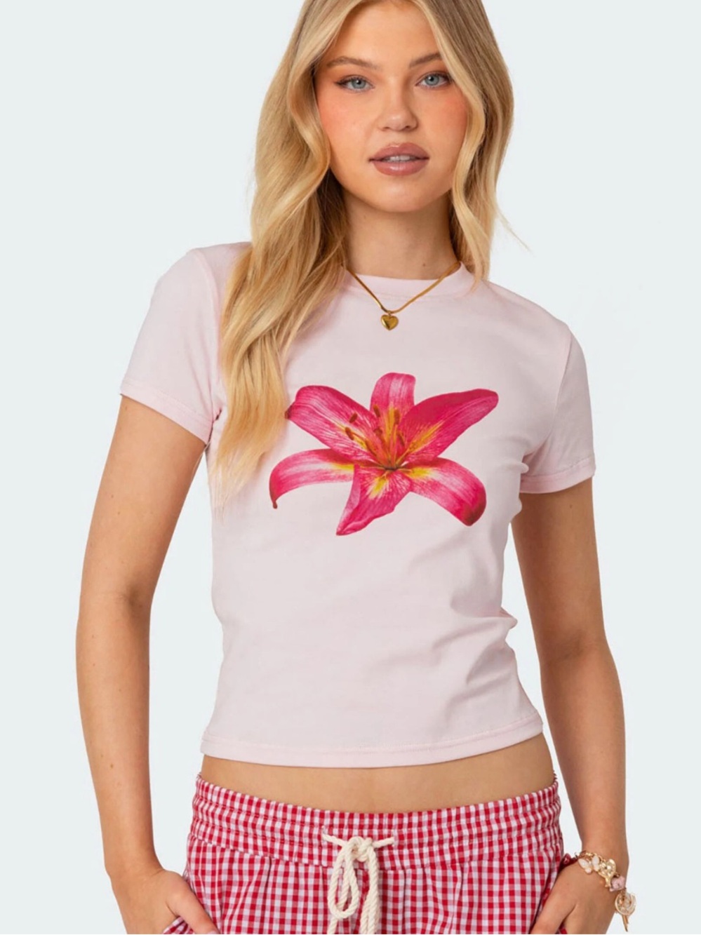 Edikted Daylily Pink Baby Tee Size Small